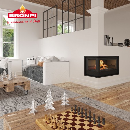 Insertable leña en esquina bronpi serie paris