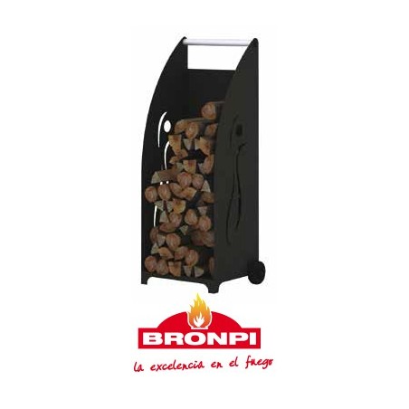 Leñero negro silueta con ruedas